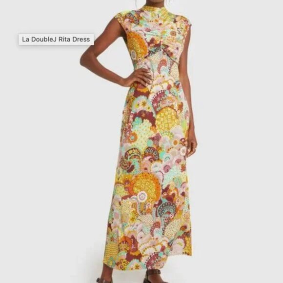 La Double J Rita Dress Multi Holi Print Fluid Jersey DoubleJ Italy $895 M B15 - Picture 1 of 11